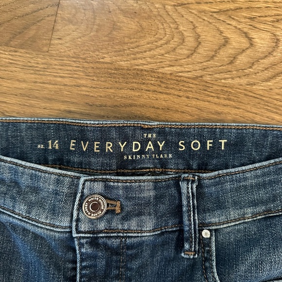 White House Black Market Blue Flare Jeans with Studded Details - Picture 2 of 3